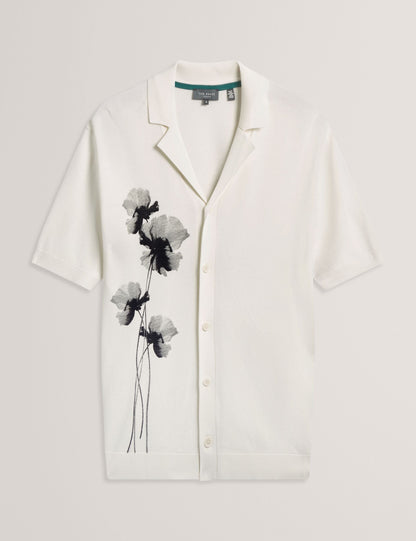 Ted Baker Daffid Floral Graphic Knit Open Neck Shirt