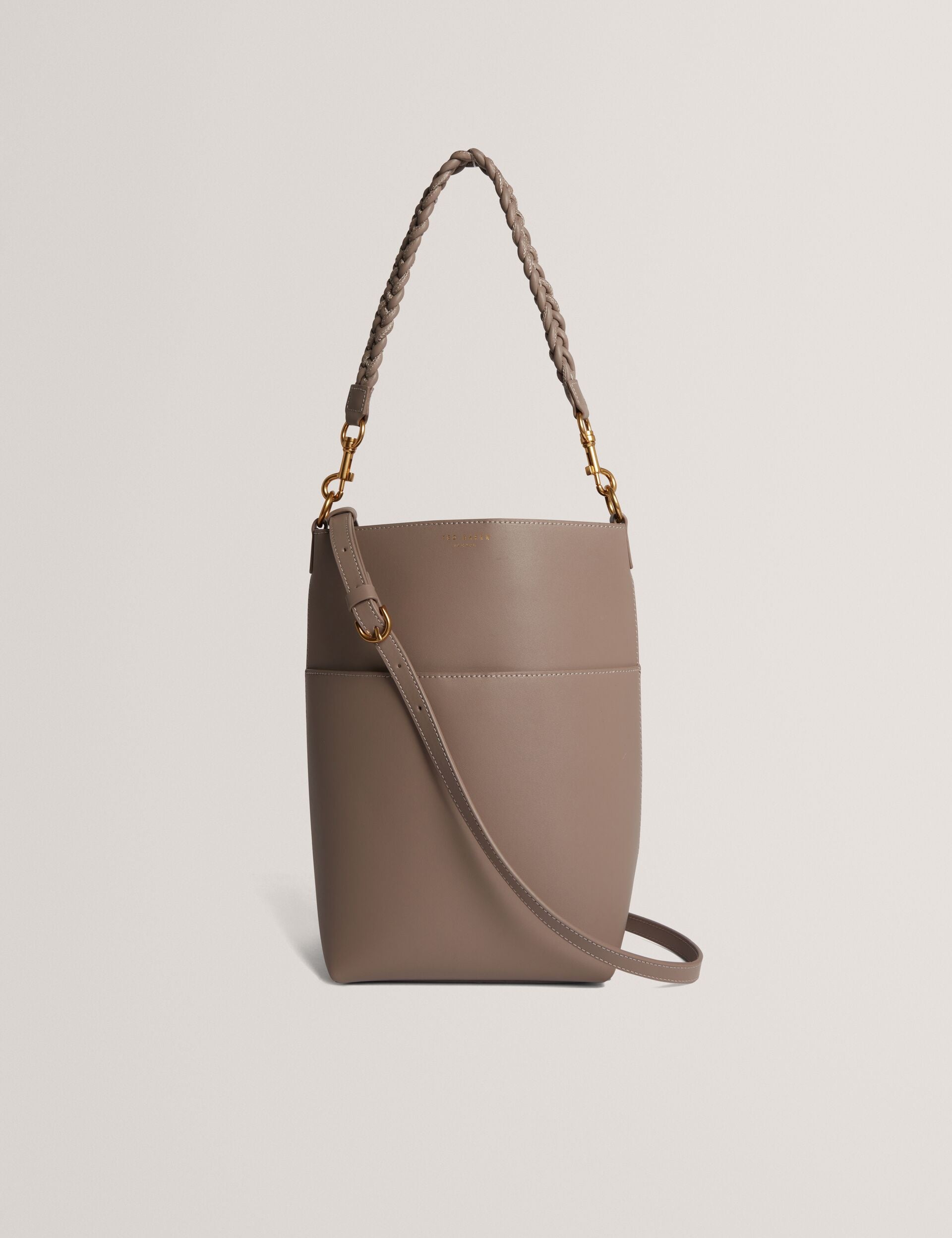 Ted Baker Wannda Plaited Handle Elongated Leather Bucket Bag Women's