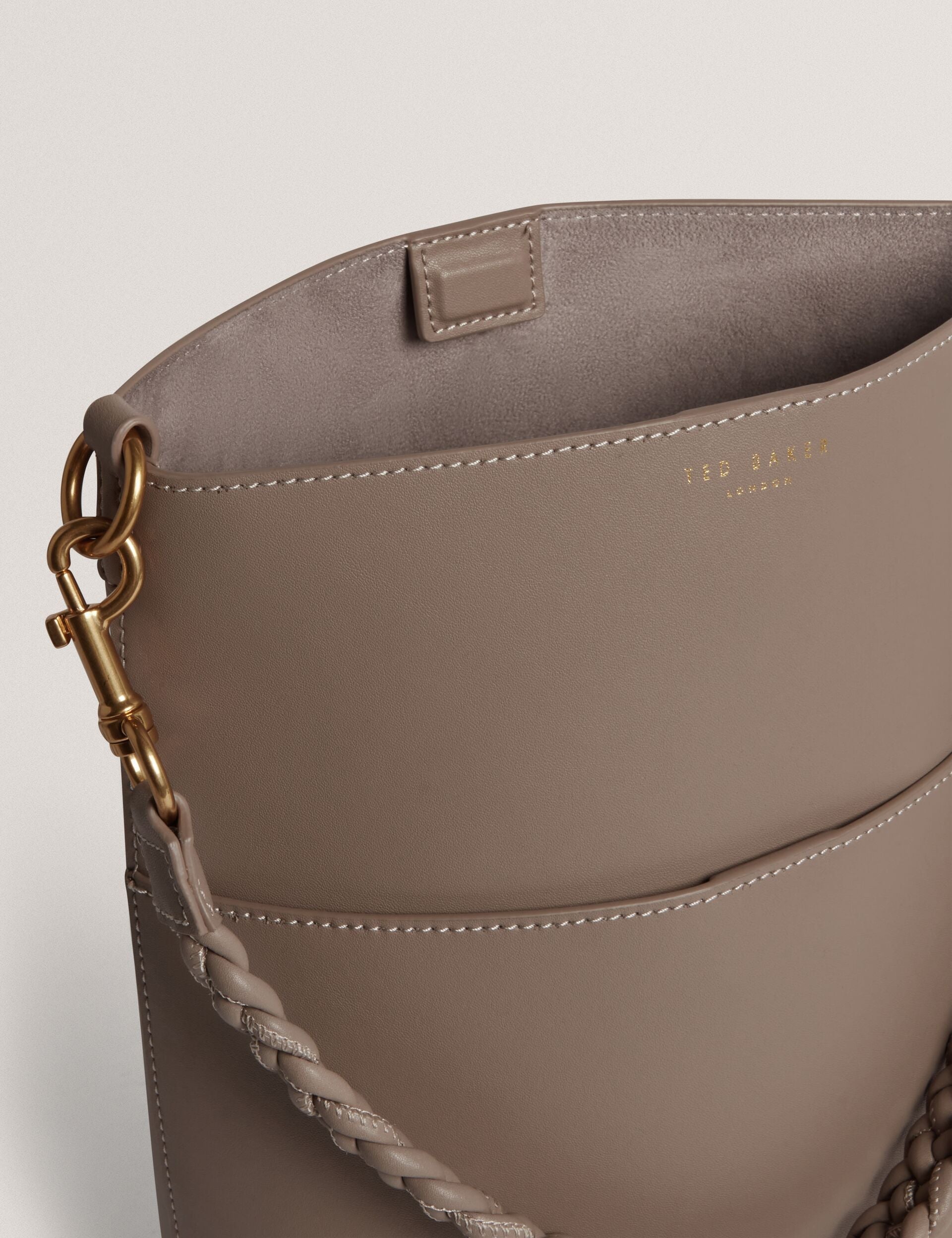 Ted Baker Wannda Plaited Handle Elongated Leather Bucket Bag Women's
