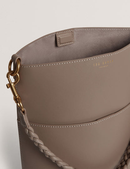 Ted Baker Wannda Plaited Handle Elongated Leather Bucket Bag Women's