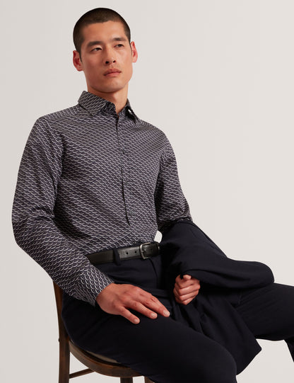 Ted Baker Agnar Bold Wave Print Cotton Shirt