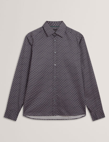 Ted Baker Agnar Bold Wave Print Cotton Shirt