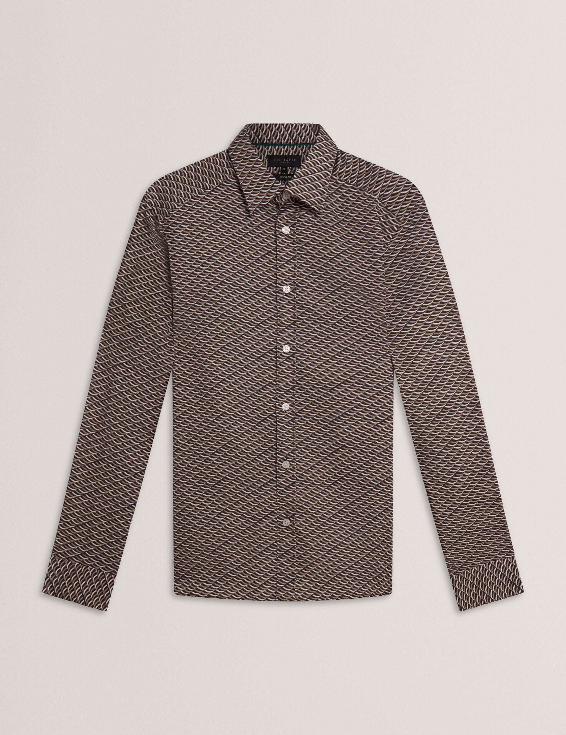 Ted Baker Agnar Bold Wave Print Cotton Shirt