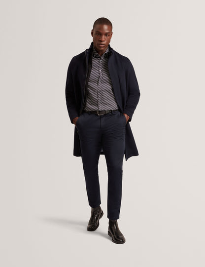 Ted Baker Morleey Funnel Neck Wool Coat With Detachable Lining