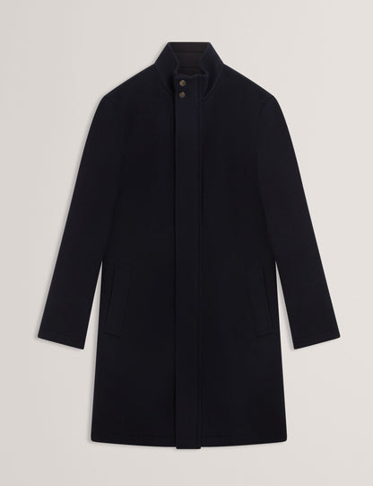 Ted Baker Morleey Funnel Neck Wool Coat With Detachable Lining