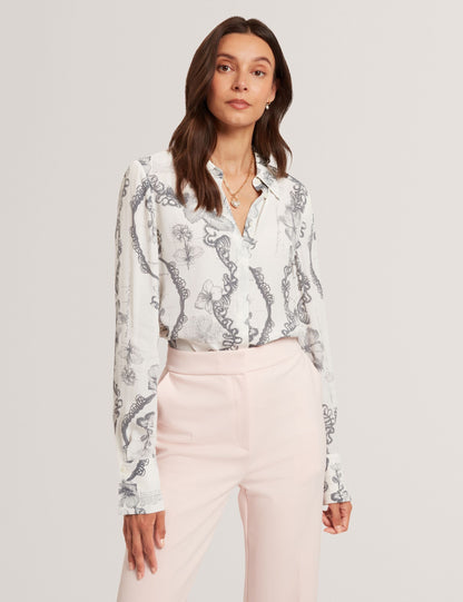 Ted Baker White Nottingham Lace Print Longline Shirt Women's