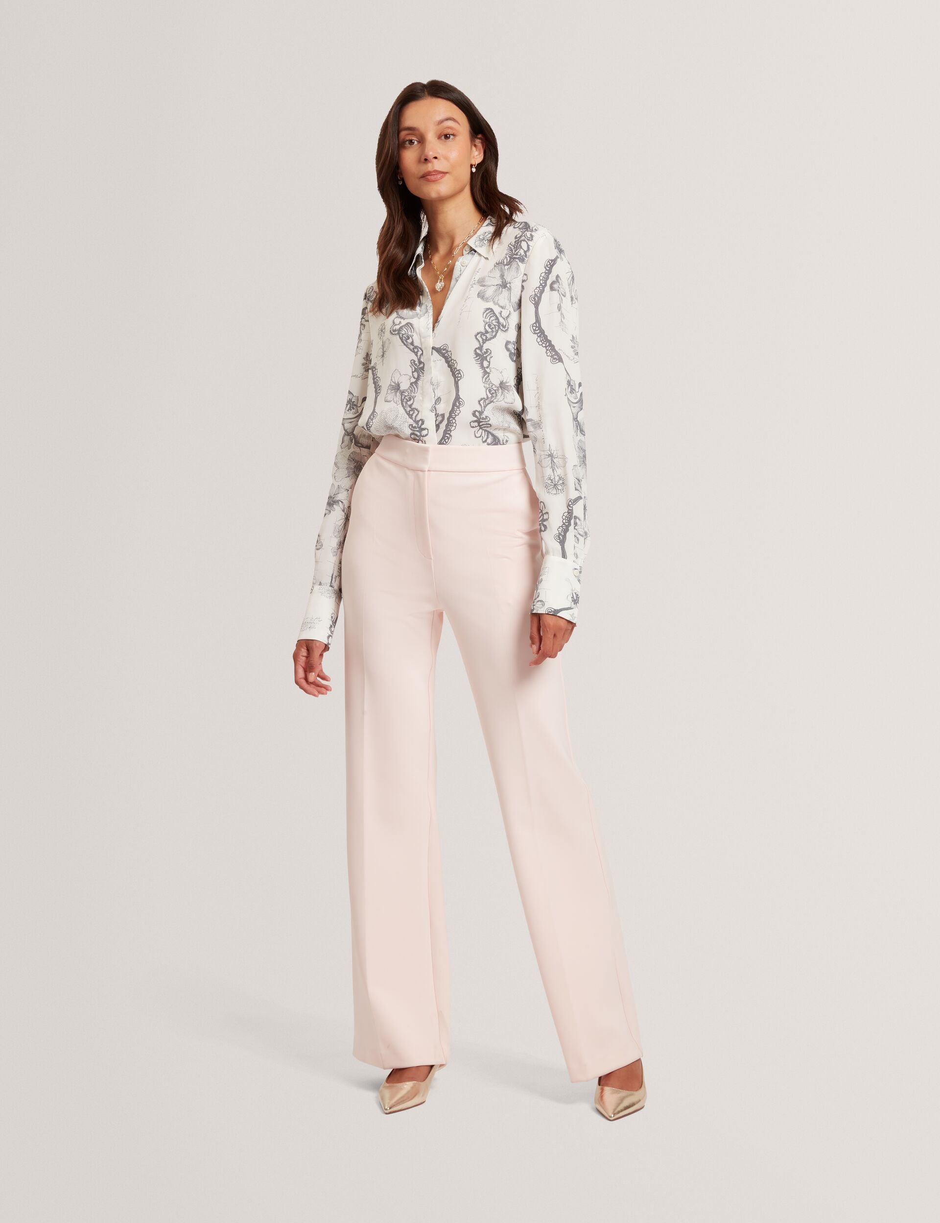 Ted Baker White Nottingham Lace Print Longline Shirt Women's