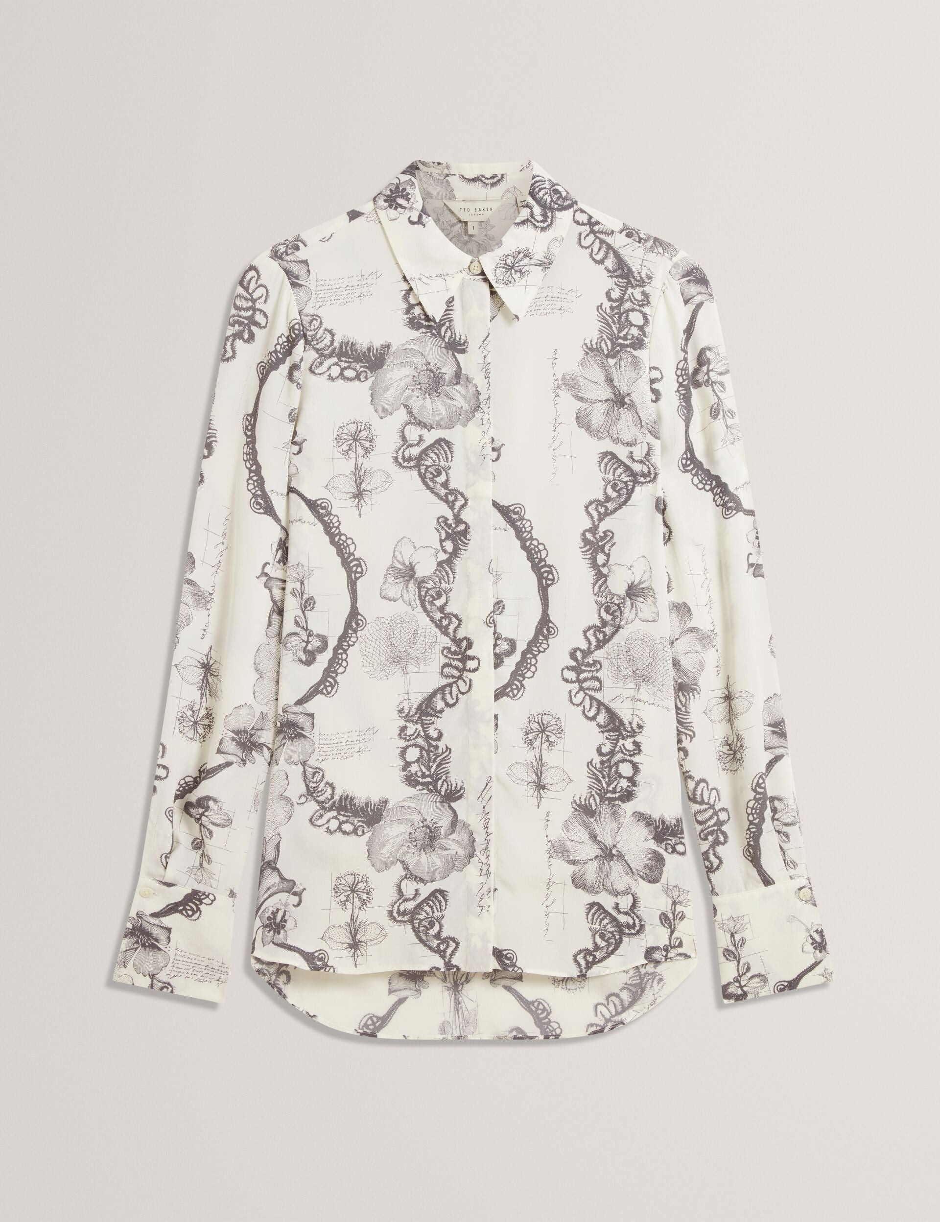 Ted Baker White Nottingham Lace Print Longline Shirt Women's