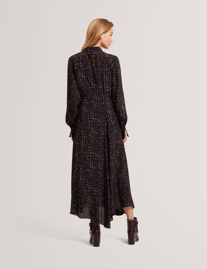 Ted Baker Biscaya Floral Check Asymmetric Midi Shirt Dress Women's