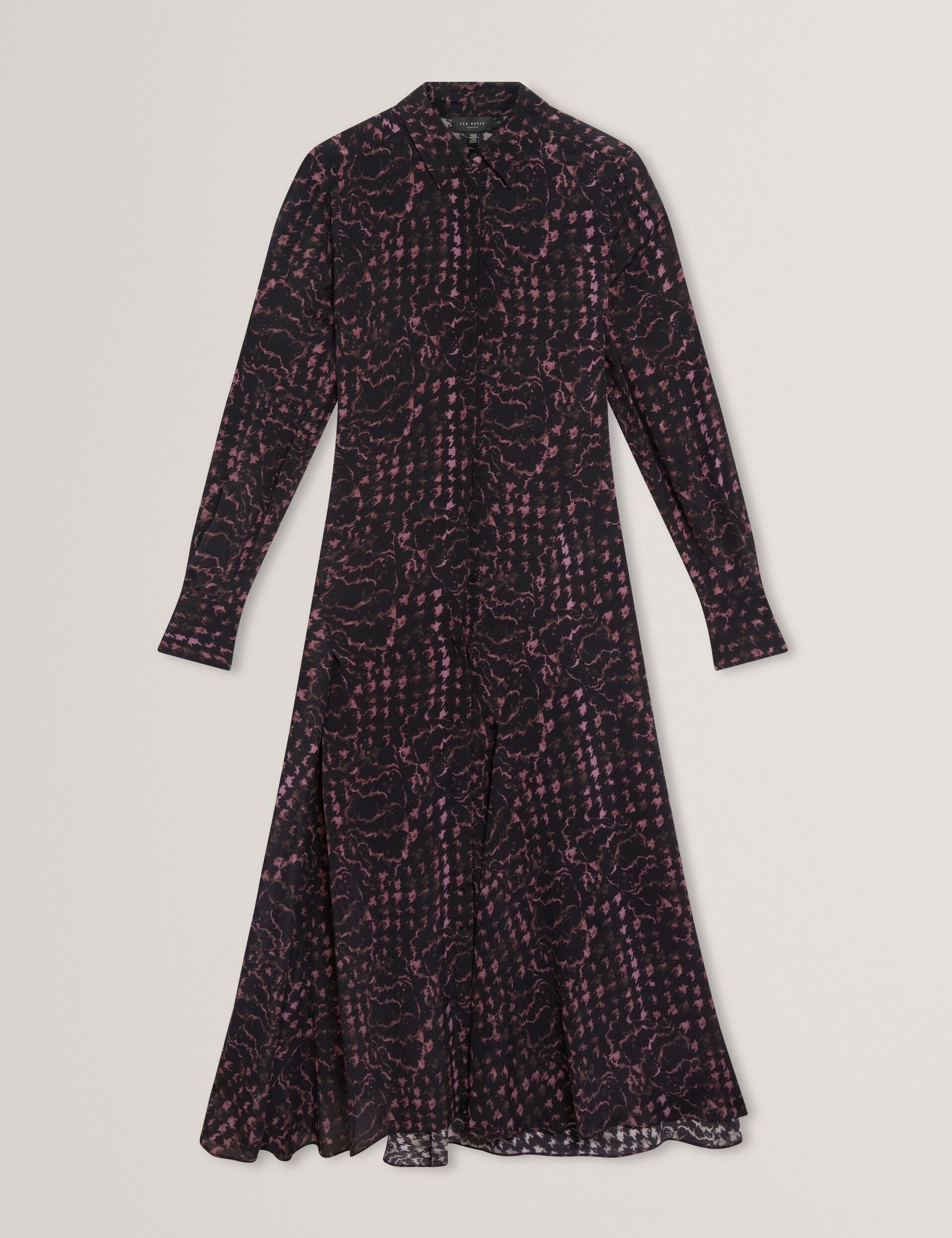 Ted Baker Biscaya Floral Check Asymmetric Midi Shirt Dress Women's