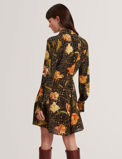 Ted Baker Indivia Floral Check Print Mini Shirt Dress Women's
