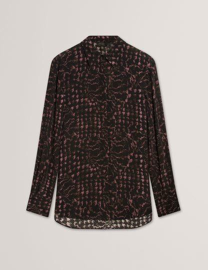 Ted Baker Cobala Floral Check Print Longline Shirt Women's