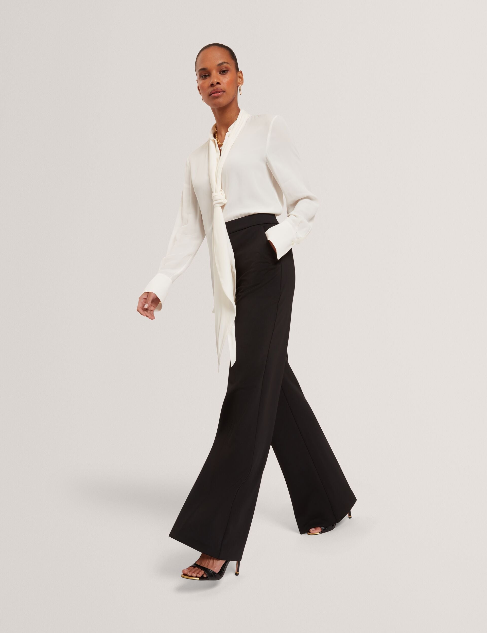 Ted Baker Black Tailored High Waisted Flared Trousers Women's