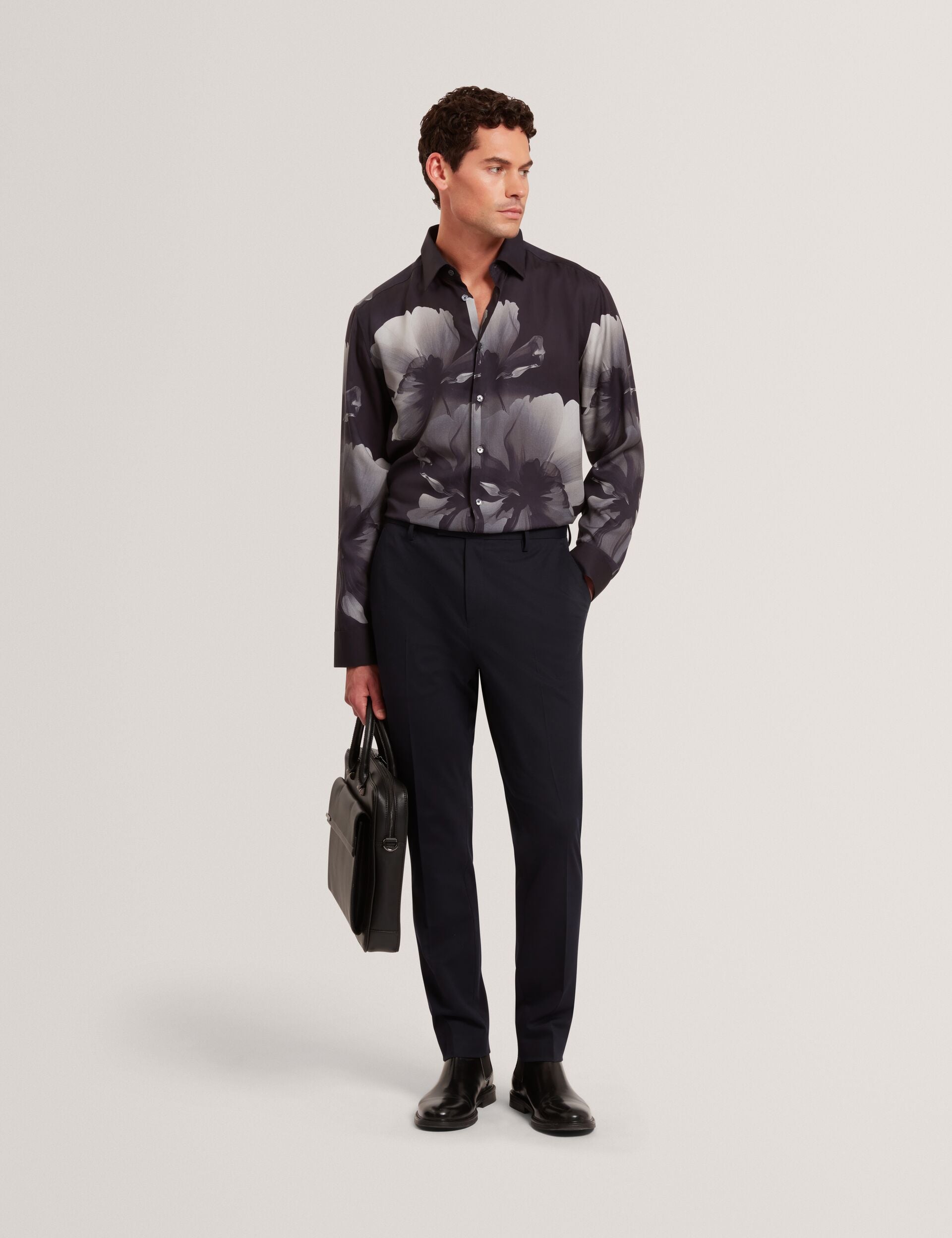 Ted Baker Amund Monochrome Floral Long Sleeve Shirt