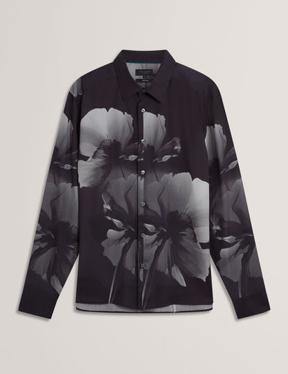 Ted Baker Amund Monochrome Floral Long Sleeve Shirt