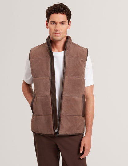 Ted Baker Orsyns Goat Suede Zipup Puffer Gilet