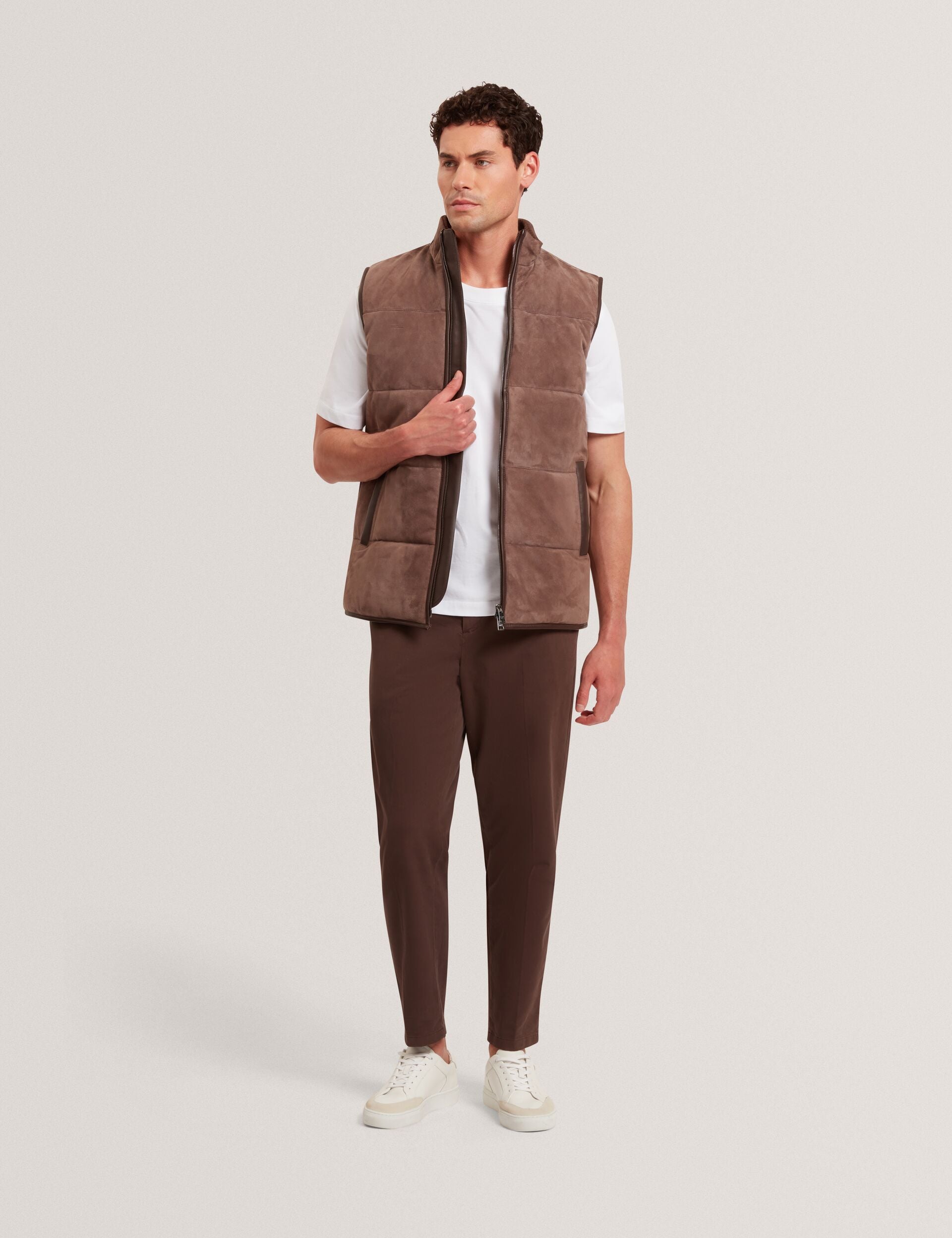 Ted Baker Orsyns Goat Suede Zipup Puffer Gilet