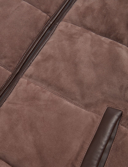 Ted Baker Orsyns Goat Suede Zipup Puffer Gilet
