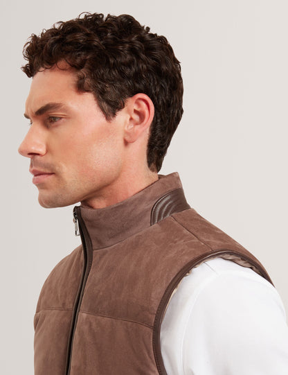 Ted Baker Orsyns Goat Suede Zipup Puffer Gilet