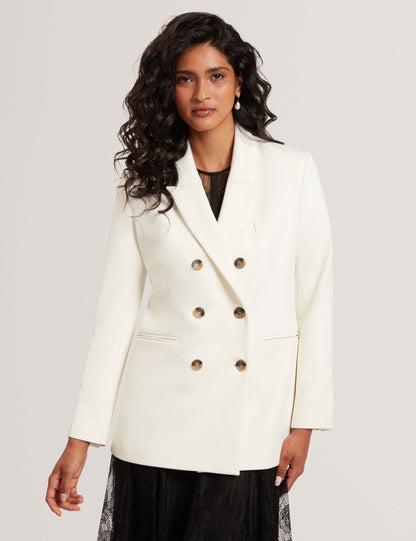 Ted Baker Ivory Relaxed Double Breasted Ponter Blazer Women's