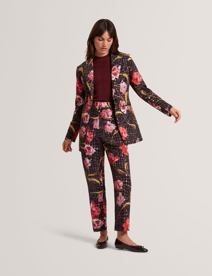 Ted Baker Black Rose Print Hourglass Tailored Blazer Women's