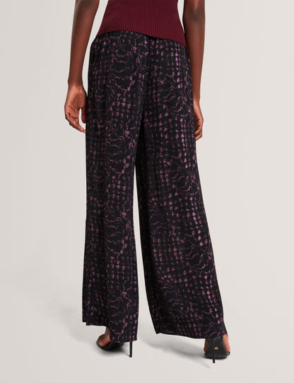 Ted Baker Reecha Floral Check Print Wide Leg Trousers Women's