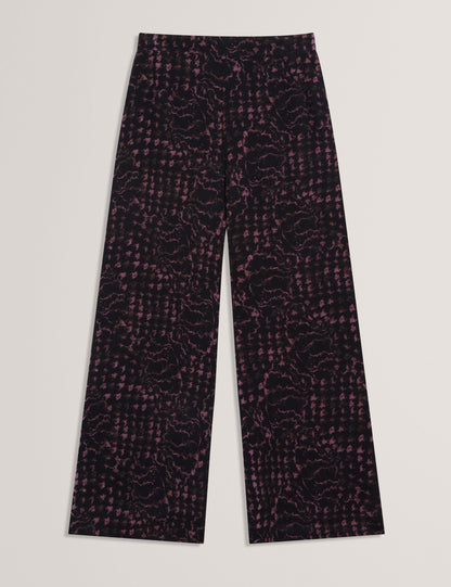 Ted Baker Reecha Floral Check Print Wide Leg Trousers Women's