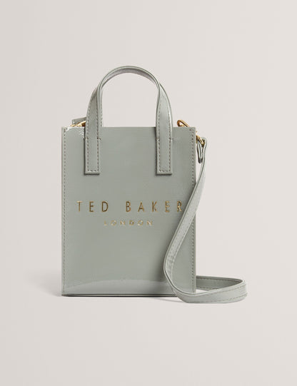 Ted Baker Crinkll Mini Crinkle Patent Pu Icon Tote Bag In Grey Women's