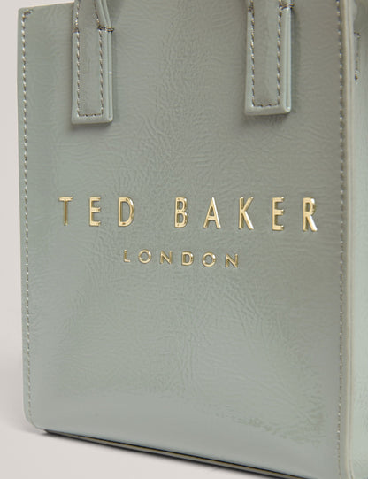 Ted Baker Crinkll Mini Crinkle Patent Pu Icon Tote Bag In Grey Women's