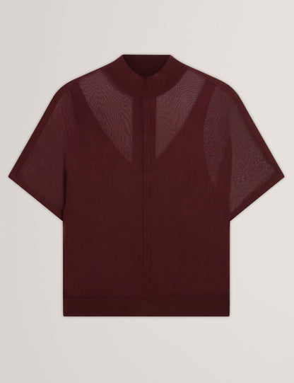 Ted Baker Ibissa Sheer Panel Knit Short Sleeve Top Women's
