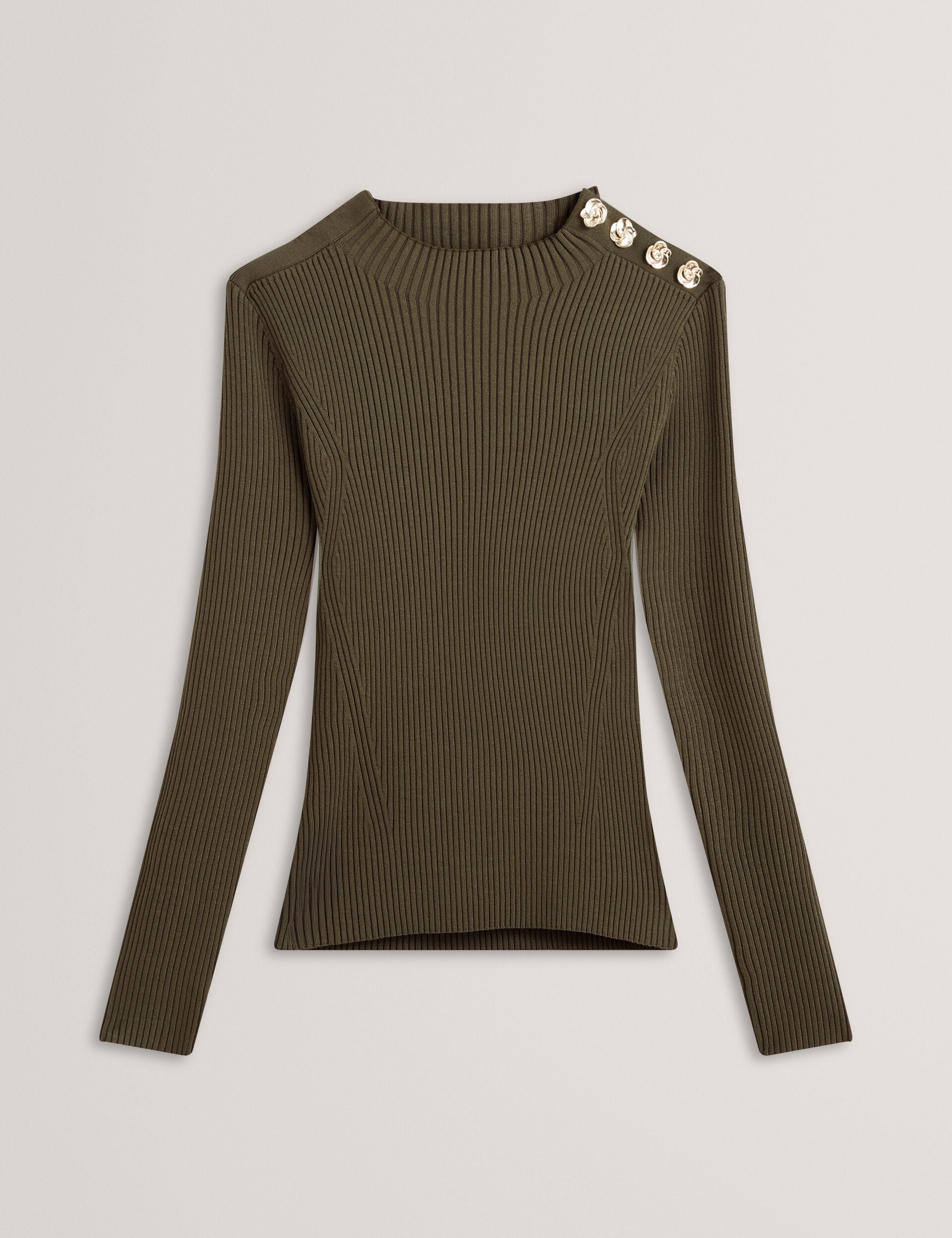 Ted Baker Bleana Rose Button Long Sleeve Knit Top Women's