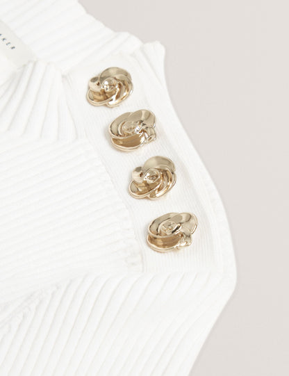 Ted Baker Bleana Rose Button Long Sleeve Knit Top Women's