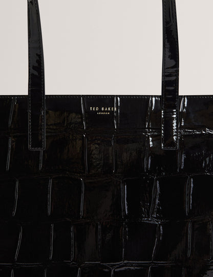 Ted Baker Vannda Patent Croc Texture Large Icon Tote Bag Women's