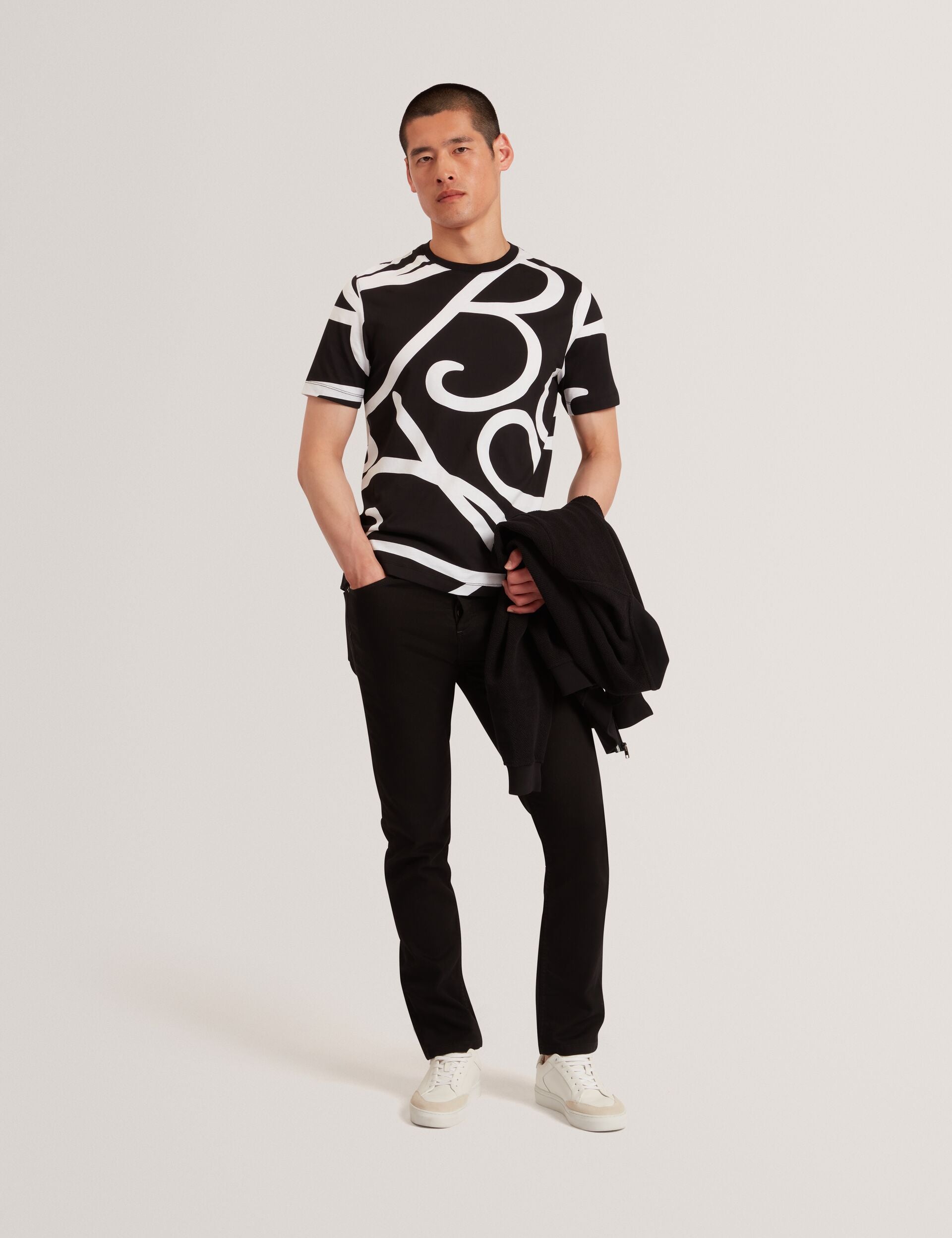 Ted Baker Armos Monochrome Logo Print Cotton Tshirt