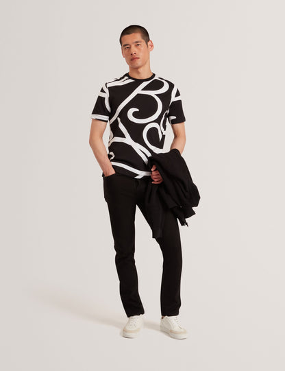 Ted Baker Armos Monochrome Logo Print Cotton Tshirt