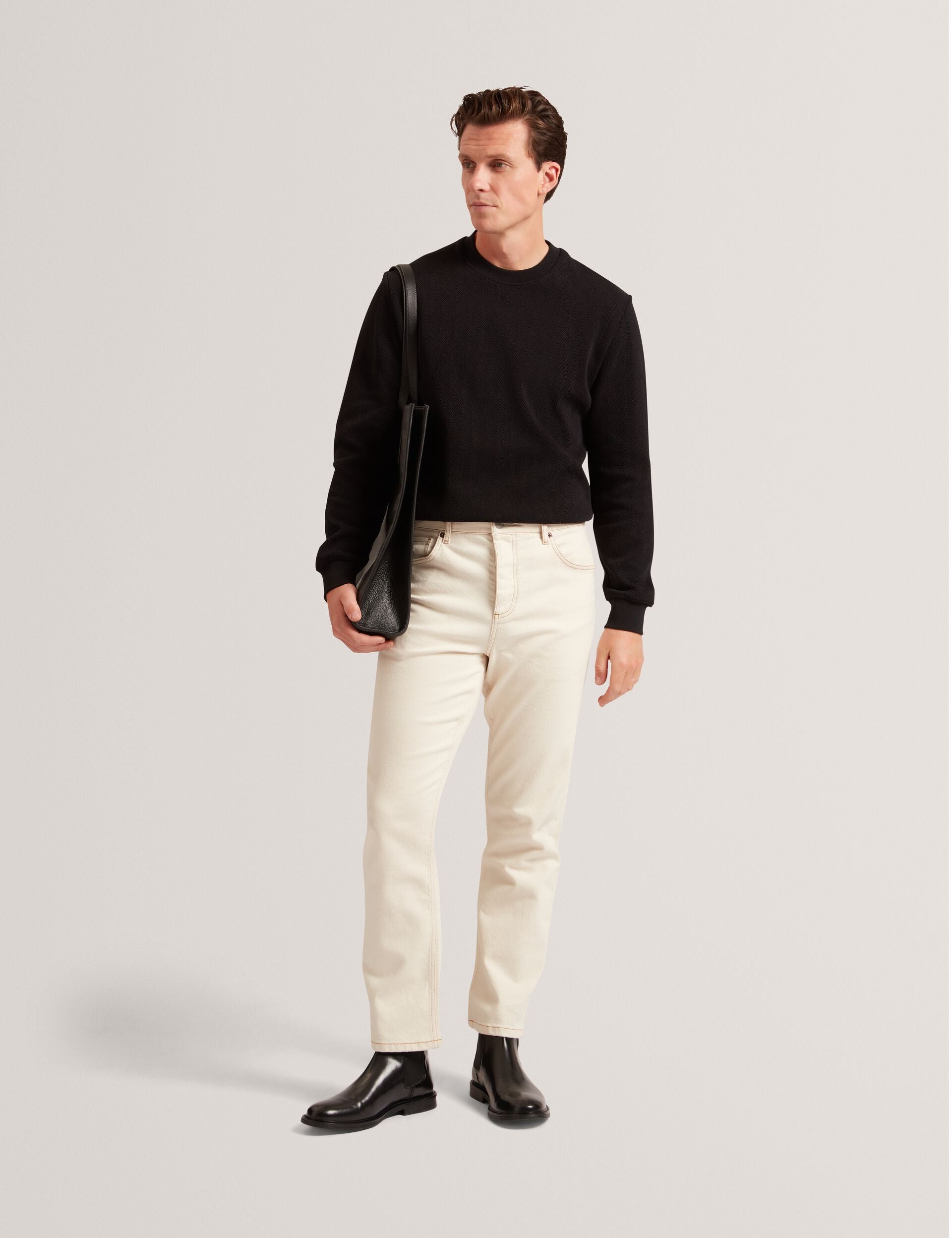 Ted Baker Elates Herringbone Texture Crew Neck Sweatshirt