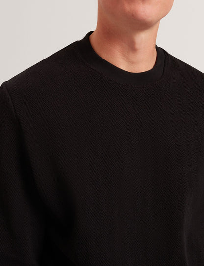 Ted Baker Elates Herringbone Texture Crew Neck Sweatshirt