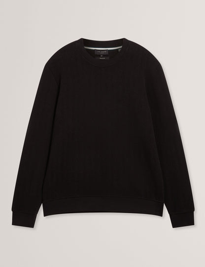 Ted Baker Elates Herringbone Texture Crew Neck Sweatshirt