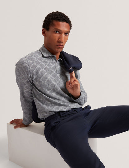 Ted Baker Imlad Diamond Jacquard Long Sleeve Polo