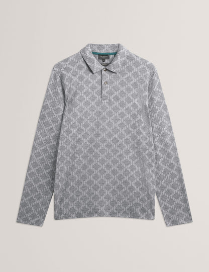 Ted Baker Imlad Diamond Jacquard Long Sleeve Polo