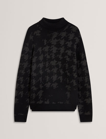 Ted Baker Airlor Houndstooth Print Roll Neck Knit Jumper
