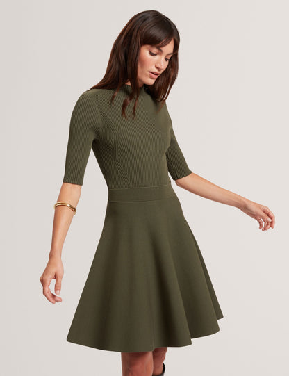 Ted Baker Lilano Ribbed Skater Dress With Rose Buttons Women's