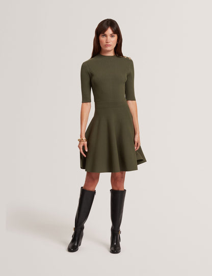 Ted Baker Lilano Ribbed Skater Dress With Rose Buttons Women's
