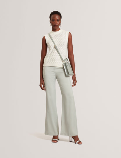Ted Baker Light Grey Tailored Kick Flare Twill Trousers Women's