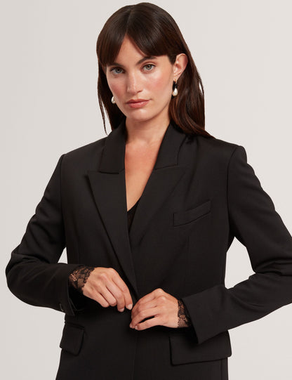 Ted Baker Black Single Breasted Ponte Boyfriend Blazer Women's