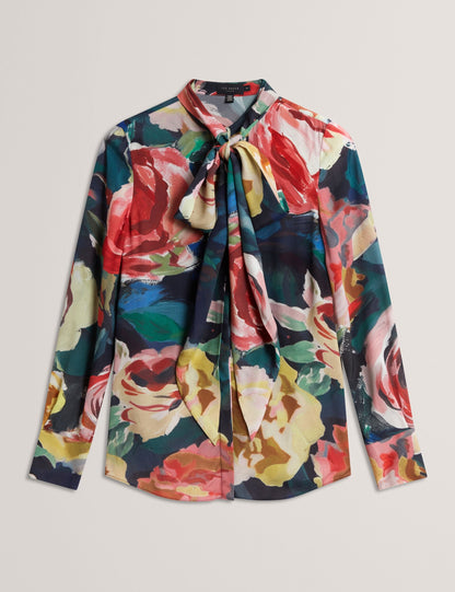 Ted Baker Araga Painted Rose Tie Neck Long Sleeve Blouse Women's