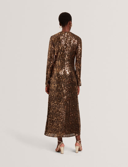 Ted Baker Jadeaa Mixed Sequin Long Sleeve Midi Dress Women's