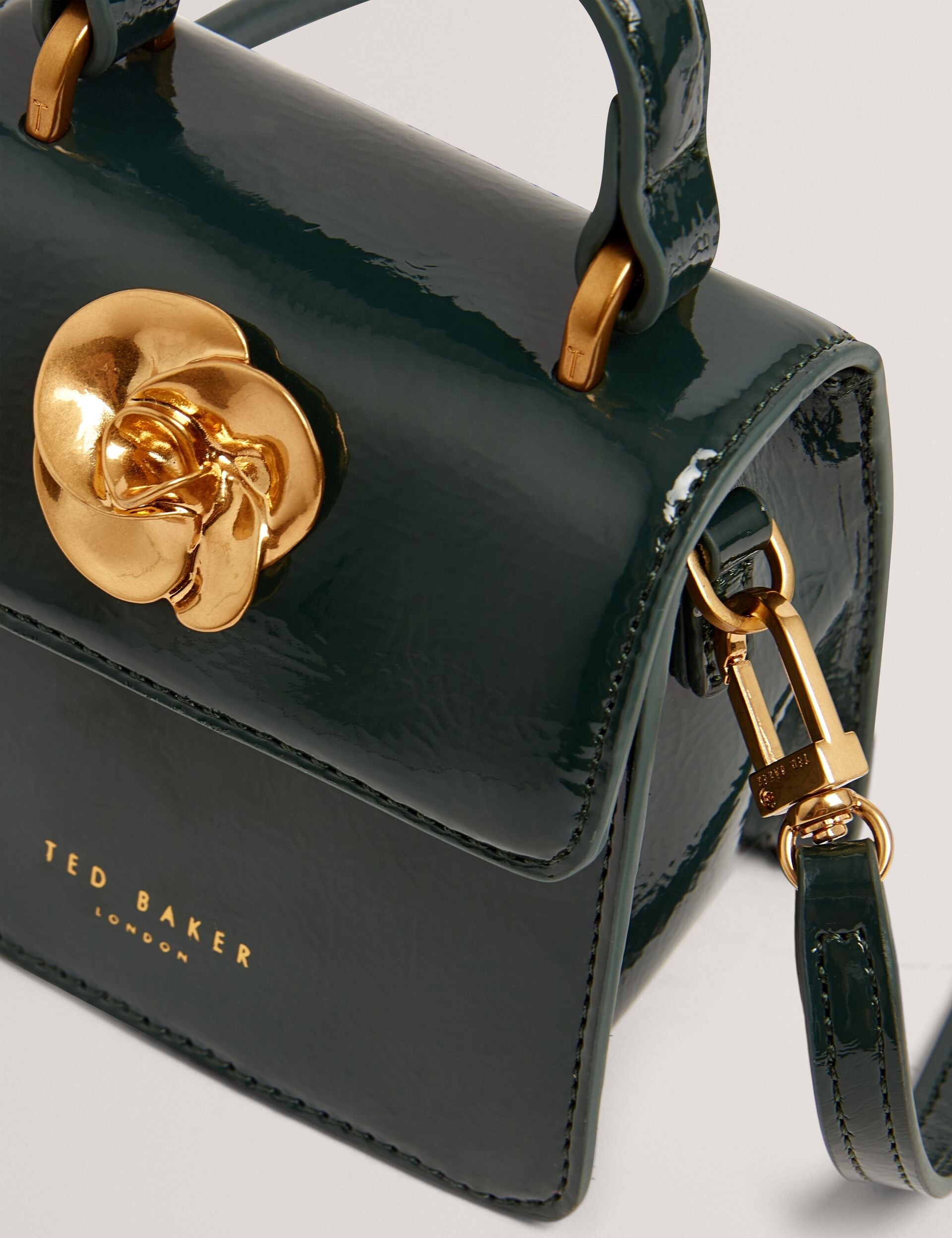 Ted Baker Roselah Hardware Rose Mini Top Handle Bag In Dkgreen Women's