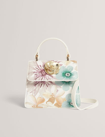 Ted Baker Helensa Petal Print Mini Top Handle Bag In White Women's