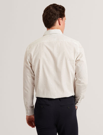 Ted Baker Hangent Logo Pinstripe Pure Cotton Shirt